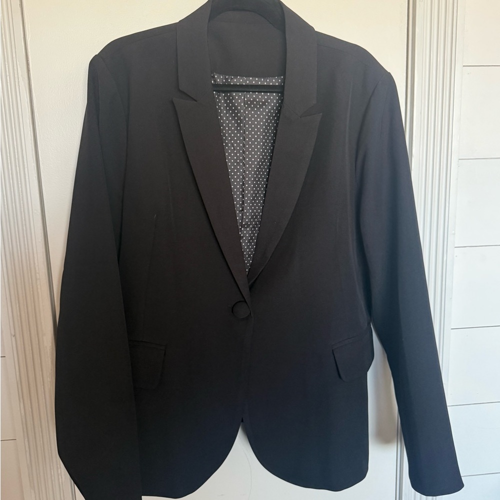 Black Tailored Blazer Jacket XXL Polka Dot Lining